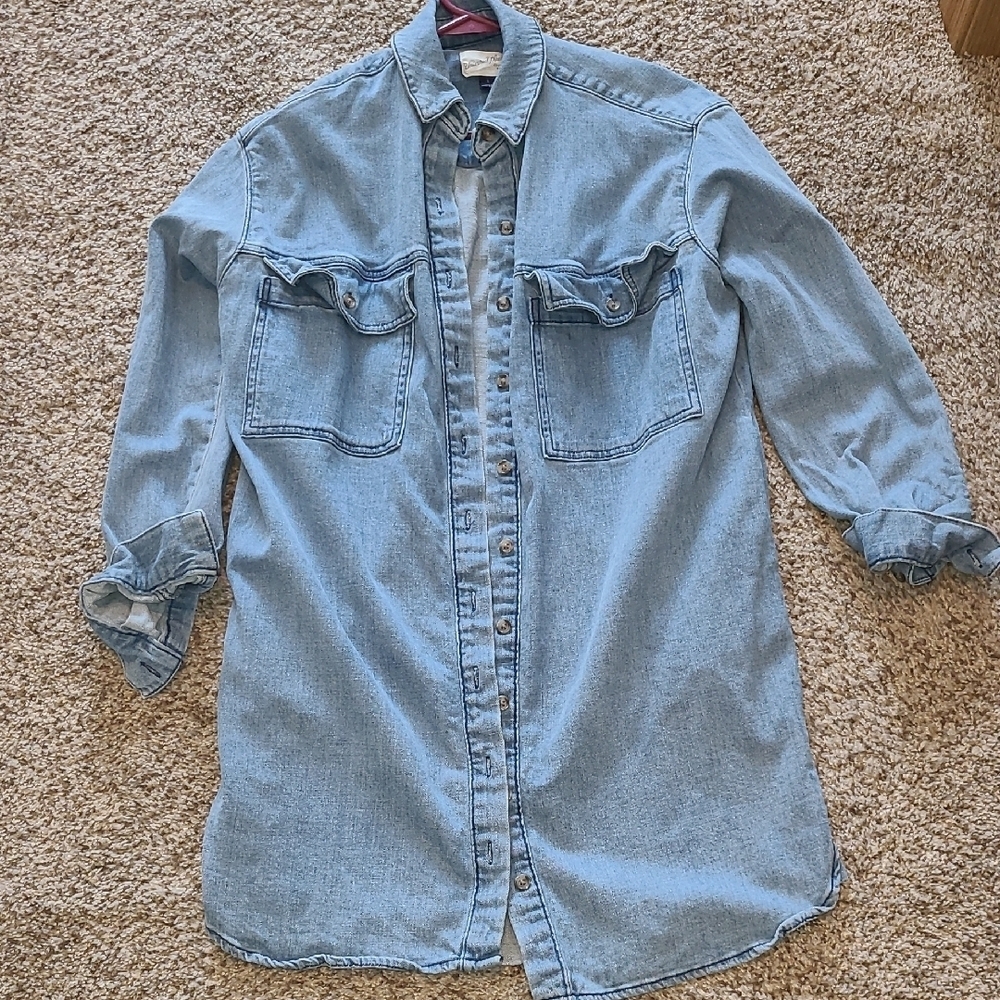 Universal Thread Light Blue Casual Button Down Shirt Jacket With Pockets